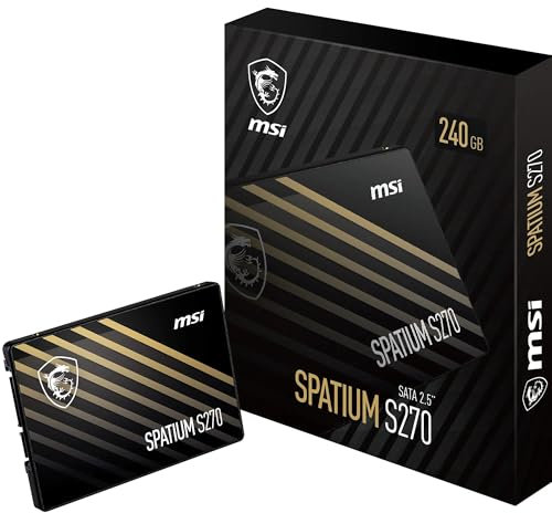 MSI SPATIUM S270 SATA 2.5 - Disco Duro SSD de 240GB (SATA III 6Gbps, 100.20mm x 69.85mm x 7.00mm, Lectura 500MB/s, Escritura 400MB/s), Negro