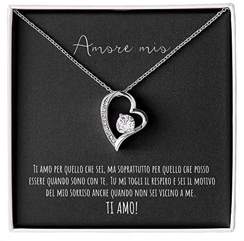 BYLITZ Per mia moglie collana con carta personalizzata a forma di cuore con scatola LED per la moglie - Standard Box