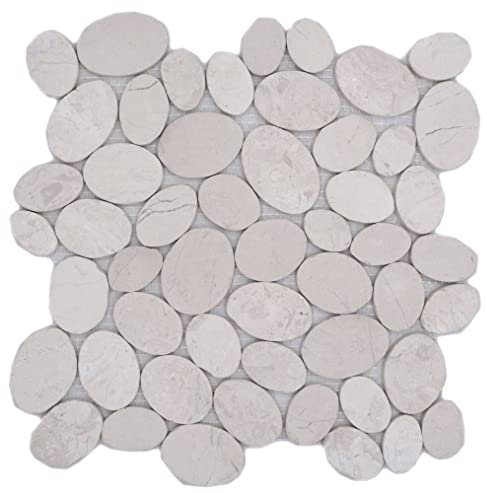 Ciottoli di fiume pietra pavimento in pietra tagliato piatto bianco crema parete piastrelle specchio cucina doccia