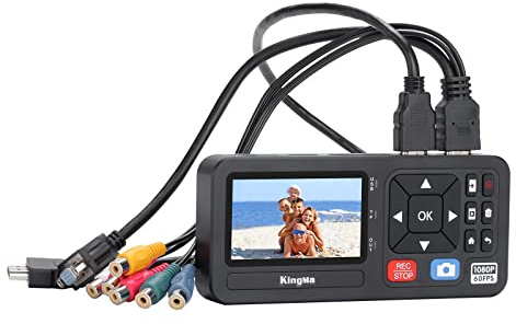 King Ma Video-zu-Digital-Konverter, 1080P 60FPS HD Video Capture Box VHS Videorecorder Digitalisieren Capture von RCA, VCR, DVD, VHS Tapes, Hi8, Camcorder, Gaming-TF/SD/USB-Speicherung (HDMI)
