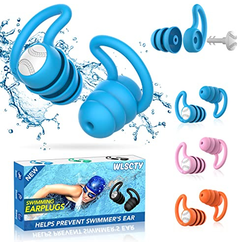 Tappi per le orecchie da nuoto per adulti, impermeabili, riutilizzabili, in morbido silicone, per doccia, nuoto, surf, snorkeling e altri sport acquatici (3 paia)