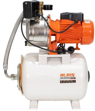 RURIS POWER FOR NATURE Hauswasserstation mit Manometer & Tank Aquapower 6009S 880 W, Tank 24 l, Tiefe max. 9 m, Höhe max. 45 m