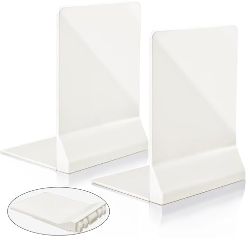 DIFIT Fermalibri Per Mensole Plastica ABS Pieghevole Ferma Libri Per Libreria Reggilibri Da Mensola Reggi Libri Per Libreria Fermalibri Ferma Libri Da Scaffale Ferma Libro (1 Paio, Bianco)