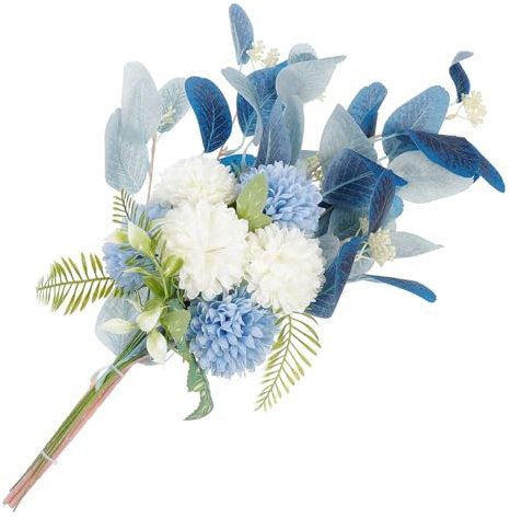 ifundom Künstlicher Eukalyptus Blumenstrauß Mit Chrysanthemen Hochzeitsdekoration Langlebig Und Pflegeleicht Für -Bouquets Und Kreative Anlässe