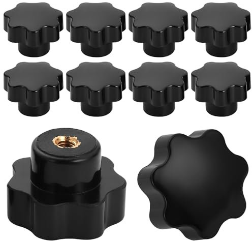 Mynoozi 10 Stück Sterngriffmutter, Rändelmutter Sterngriffmutter Klemmknopf Schwarz Kunststoff Griffmuttern Innengewinde Klemmknopf Für Mechanische Ausrüstung Industrieausrüstung (M4)