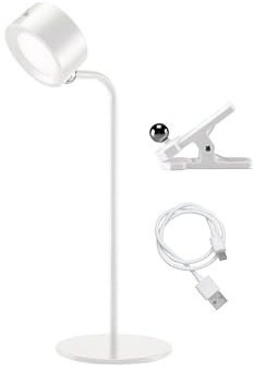 BEPER P201UTP302 Lampada da Lettura Senza Fili 3 Applicazioni Lampada da Tavolo Lampada da Parete Lampada con Clip 2.3W Cavo USB Ricaricabile Tipo C, 3 Tonalità di Luce, Bianco