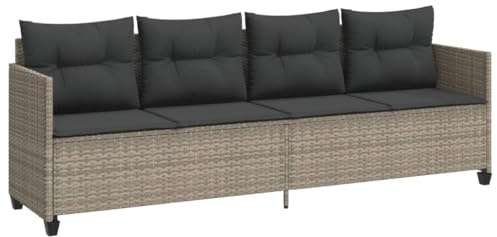 vidaXL Sonnenliege mit Kissen Hellgrau Poly Rattan