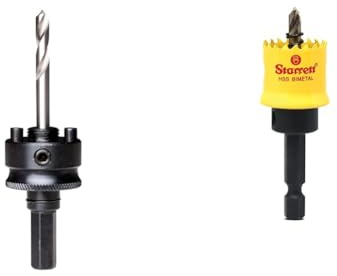Starrett A2 Hole Saws Arbor - 32-210mm Quick Hitch Screw Thread Hex Shank Arbor with 6.35mm High-Speed Steel Pilot Drill - Quick Change Mandrel & Smooth Fast Cutting Hole Saws
