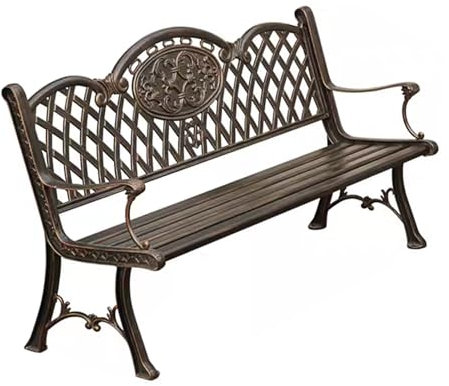 NRNQMTFZ Gartenbank, Parkbank Im Freien, Geschnitzte Retro-Bänke Aus Metall Für Zu Hause,Parksitze mit Armlehnen und Rückenlehnen,Witterungsbeständig