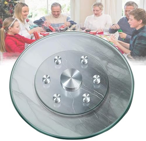 QSPNVFB 80cm Vassoio da Portata in Vetro Temperato, Lazy Susan Piano Girevole Rotondo per Tavolo da Pranzo, Piatto Girevole Vassoio Giradischi in Vetro(70cm(28inch))