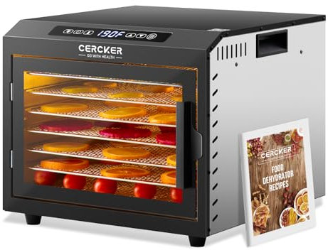 Food-Dehydrator Machine 7 Stainless Steel Trays, 6ft² Small Food Dryer, 190ºF,24H Fruits Dehydrator, 800W Meat Dryer for Jerky,Mushroom,Herbs,Veggies,Dog Treats