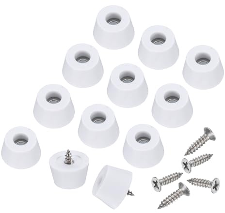 sourcing map 24pcs Rubber Feet Bumpers Buffer Non-Slip Rubber Feet Pad with 4mm Screws for Cutting Board, Cutting Board Feet Non-Slip, Cutting Board Rubber Feet (White, 0.5H x 0.8D)