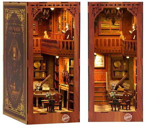 Wooderma Book Nook, Maquetas para Construir Adultos, Casa de Muñecas | Home Decoration, Kit Manualidades Adultos, Maquetas para Montar de Madera, DIY Miniature House, Booknook Miniaturas