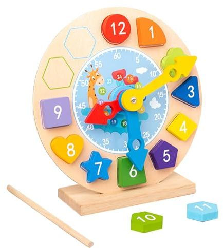 Naqqios Lernuhr für Kinder, Lernuhr für Kleinkinder, sichere Lernuhren | Holzspielzeug für Kindergarten | Designuhr