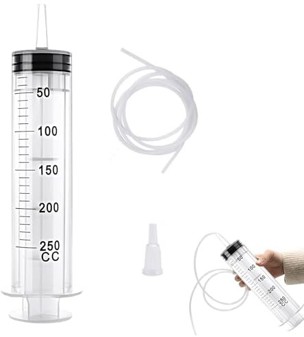 Seringue en Plastique 250ml Avec Tuyau, Grande Seringue, Pour Laboratoires Scientifiques, Mesure De Liquide, Arrosage De Jardin, Industrie (Sans Aiguille)
