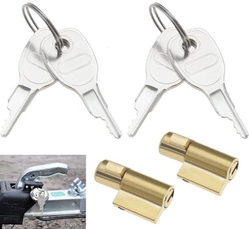 Erioscar 2 Pezzi Lucchetti per Rimorchi con 4 Chiavi, Serrature per Rimorchio, Compatibili con Rimorchio Terra Daxara Maypole, Estremamente Resistente con Cilindri di Precisione