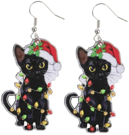 2 Stück Weihnachtsohrringe, Weihnachtsschmuck Damen, Weihnachten Ohrringe, katzenohrringe Acryl-Anhänger, Weihnachtsohrringe damen, Weihnachten Ohrstecker sSet, Weihnachtsferien Schmuck Geschenk