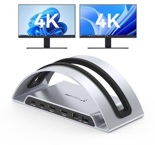 TobenONE Laptop Docking Station Dual Monitor HDMI, USB C Docking Station Stand with 4K, 100W Power, USB A&C 3.2 Ports, SD/microSD, Audio for Dell/HP/Lenovo/Surface