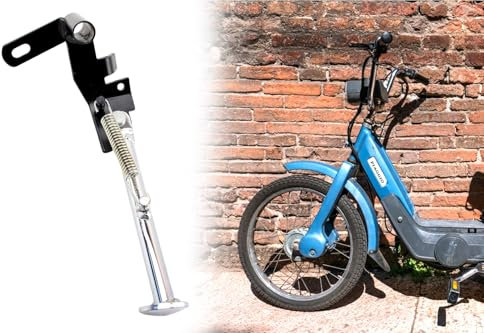 Roller Seitenständer für Piaggio Vespa Citta, Ständer Klappständer mit Feder und Montagematerial, Länge 270mm, Chrom Schwarz