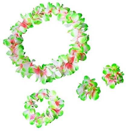 ABOOFAN 4stücke Blumen Halskette Hawaii Mit Blumengirlande Und Armbändern Set Für Kopfbedeckung Und Stirnband Aus Seidenblumen Für Luau-partys Und Besondere Anlässe