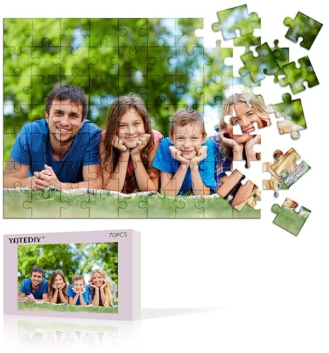 Custom Jigsaw Puzzle from Photo - 70/300/500/1000/ Personalised Jigsaw Puzzle,Customized Wood with Picture Gifts for Family,Friend,Lover on Wedding,Birthday,Christmas,Valentine's Day (70 PCS)