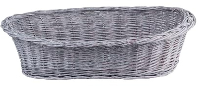 e-wicker24 Alles aus Weide Hundekorb aus Weide für Hund und Katze Hundebett Katzenbett mit Kissen Tierkorb geflochten Katzenkorb (Grau, 45x32 H15)
