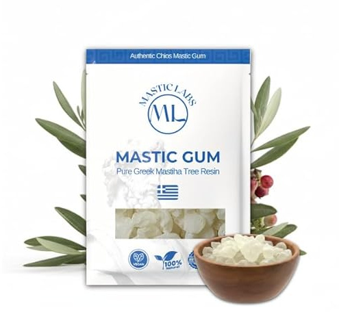 Mastic Labs | Larmes de Chios en résine de mastic grec pure | Grèce (Pistacia Lentiscus) | Frais et de qualité supérieure | Larmes moyennes (40 g)