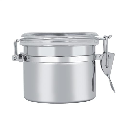 Barattolo di conservazione degli alimenti Grcfumo, barattolo per alimenti in acciaio inossidabile, contenitore in polvere di latte di zucchero, scatola di caffè in argento con (GRCFUMOWFK-01)