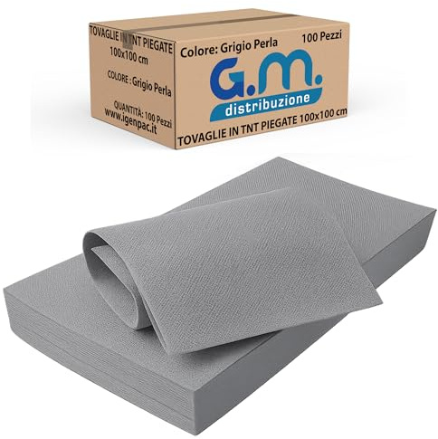 G.M. DISTRIBUZIONE 100 Tovaglie in TNT Alta Qualità Italiana 100x100cm Colore GRIGIO PERLA, Tovaglie Coprimacchia in TNT Tessuto non Tessuto Ideali per la ristorazione vari colori