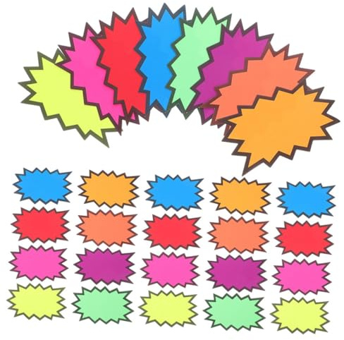 HOMSFOU 160 piezas Etiquetas de Venta Fluorescentes para Retail Carteles de Coloridos para Eventos Supermercados Garaje Carteles Llamativos de