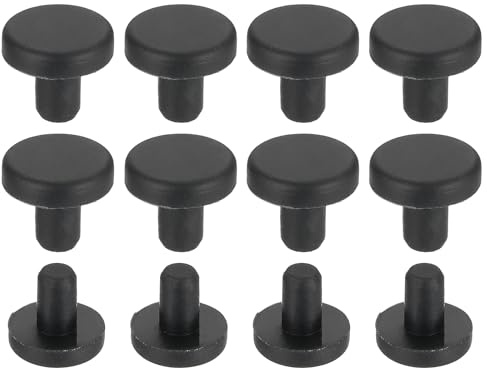 sourcing map 35Pcs Silicone Hole Plug 5mm, Black High Temp T Type Rubber Stoppers for 4.3-5.05mm Hole, Solid Waterproof Button Hole End Covers for Powder Coating, Sealing Plugs, Pipe Holes