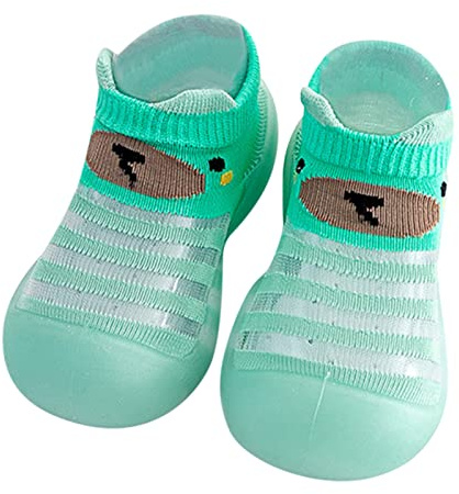 Pantofole per bambini – bambini, ragazze, per imparare a camminare, scarpe morbide spesse, per bambini, antiscivolo, a piedi nudi, in pile, traspiranti, per ragazzi, verde, 24 EU