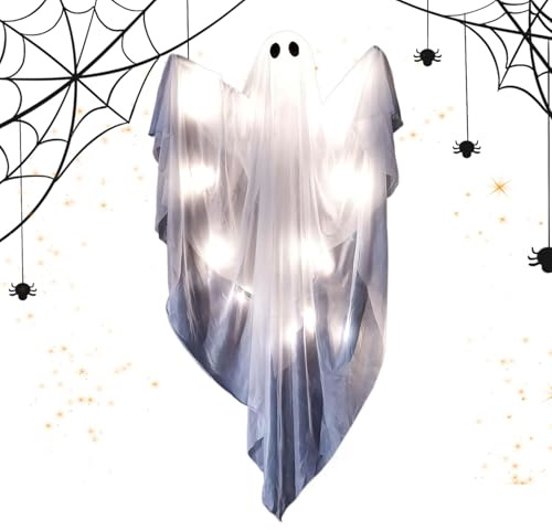 Decorazioni fantasma di Halloween | Fantasma LED - Statua Figura appesa Decorazione luminosa spaventosa con suono | per interni esterni, finestra portico festa