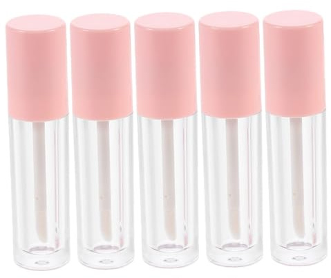 ULTECHNOVO 5 Stück Transparente Lippenpflegestift Tuben Praktische Wiederbefüllbare Lipgloss Behälter Leicht Tragbar zum Selbermachen und Reisen Wasserfest Stilvolles Design