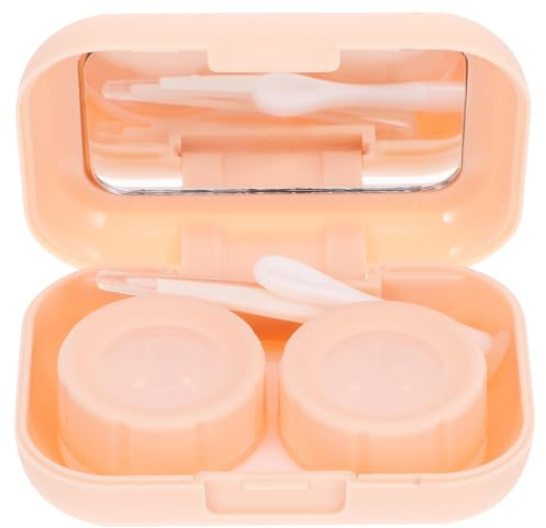 VICASKY Étui à Lentilles de Contact Double Portable, Boîte de Rangement Compacte Étanche, en Plastique Mat Beige, Accessoire de Voyage Hygiénique pour Soin Quotidien des Lentilles, Usage