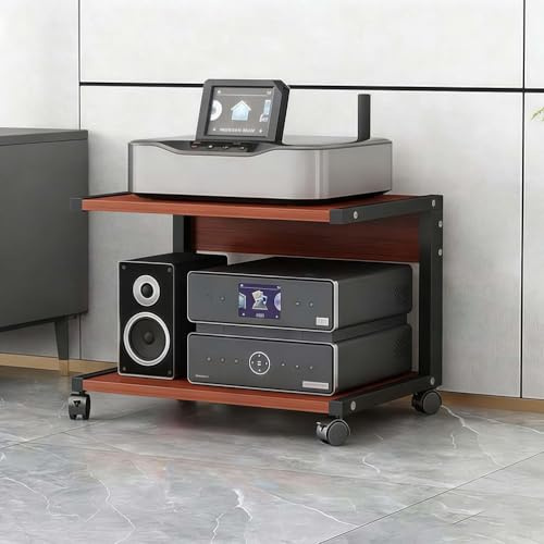 TAUIANE Mueble Multimedia De 2 Niveles, Estante para Consola De Videojuegos, EstanteríA Moderna para Audio Y VíDeo, con Ruedas, Estantes De Madera, para SalóN O Sala De Juegos,003,50x40x35cm