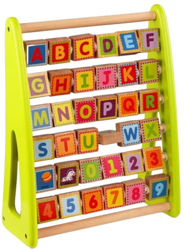 DECHOUS Wooden Alphabet Learning for Educational Letter Cognition Board Number Learning Rack Montessori Early Education for Boys and