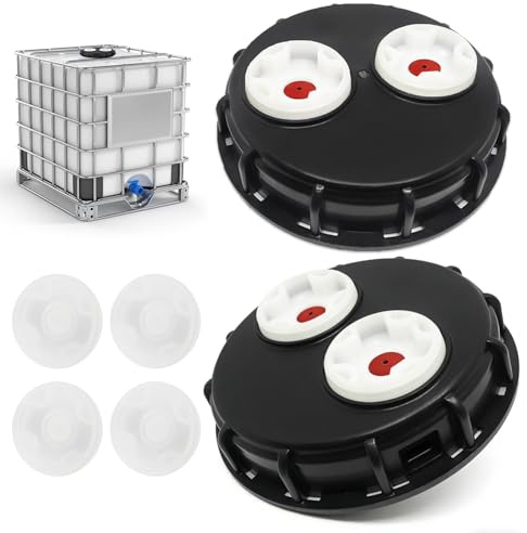 IBC tanklock, 2 stycken IBC-vattentank ventilerat lock, IBC-tanktillbehör, 163 mm för 1 000 l vattentank regntunna behållare, med dubbla ventilationshål, täcklock med 2 tums ersättningslock