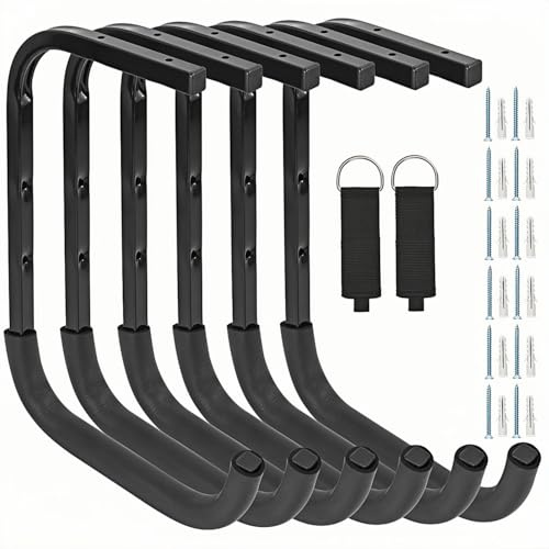Locawaya Overhead Garage Storage Rack, Heavy Duty Ceiling Storage Hooks Utility Hanger for Lumber Ladder Bike & Other Bulky Items (6, 37cm)