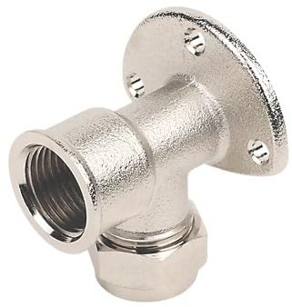 Brass Compression Adapting 90° WALL Plate Elbow 15MM X 1/2, Compression x BSP Female, Suitable for Drinking Water, Suitable for Water Systems, 1 in Pack