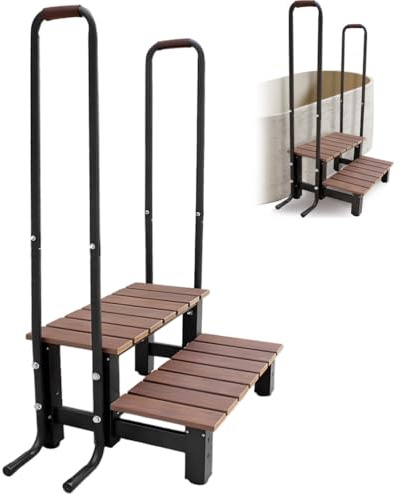 Errzom Escalones para SPA con Pasamanos Escalera para Bañera de SPA con Barandilla Escalones para RV - Capacidad de 550 LB, Tres Escalones, Acceso a Piscina Elevada y SPA