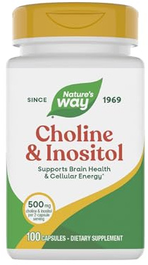 Nature's Way Choline & Inositol, Brain Health*, Cellular Energy*, 1,000 mg per Serving, 100 Capsules