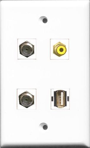 RiteAV - Cavo coassiale a 1 Porta RCA a 2 Porte, Tipo F e 1 Porta USB A-A, Colore: Giallo