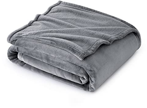 Bedsure Fleece Throw Blanket for Bed - Soft Cosy Fluffy Blankets for Sofa, Warm Double Throws for Audlts, Silver Grey, 150x200 cm