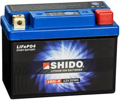 Shido Lithium Motorradbatterie LiFePO4 LB5L-B 12V