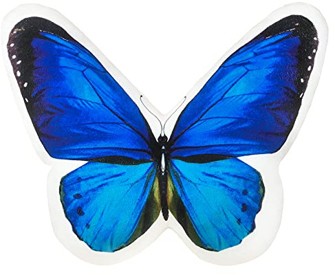 JWH 3D Butterfly Pillow Decorative Plush Throw Pillow Colorful Animal Print Cushion with PP Cotton Filling for Bed Couch Living Room Bedroom Farmhouse 13x15 Inch Blue