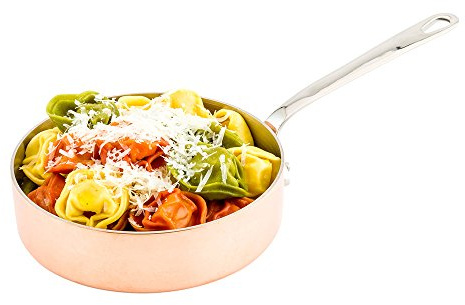 Restaurantware 2 Ounce Mini Saute Pan 1 Copper Plated Saucepan - Ergonomic Handle Oven-Ready Stainless Steel 12-Ounce Sauce Pot No-Corrosion For Sauces Dips Or Mini Dishes