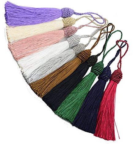 20pcs 15.5cm / 6 Zoll Seidige Floss Lesezeichen Quasten mit 2-Zoll-Kabel Schleife und kleinen Chinesischen Knoten für Schmuckherstellung, Souvenir, Lesezeichen, DIY Handwerk Zubehör | Handgemachte Quasten Anhänger mit 5cm Kordelschlaufe,Chinesischem Knoten für Schmuck,Souvenir,Lesezeichen