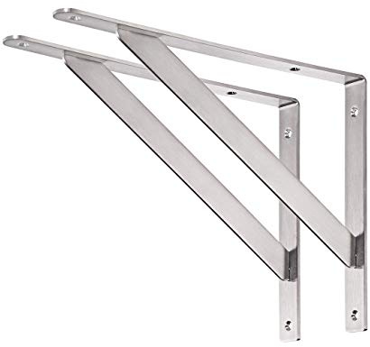 YUMORE 14 Stainless Steel Shelf Bracket, Max Load: 550lb Heavy Duty Solid Shelf Support Corner Brace Joint Right Angle Bracket, Pack of 2