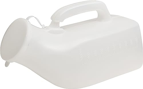 Drylife 1000ml Male Urinal Bottle | Reusable Urinal Pee Bottle for Men with Lid | Lightweight, Secure Cap, Measuring Scale, Easy Grip Handle, Medical Grade Plastic (2 Bottles)